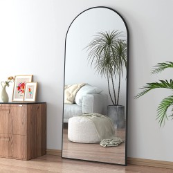 CASSILANDO Full Length Mirror 65" × 24" Floor Mirror,Standing Mirror Against Wall for Bedroom,Dressing and Wall-Mounted Thin Frame Mirror… Large Mirror-Black 65 x 24