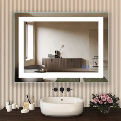 FITLAND 36"x 28" LED Bathroom Mirror with Light Anti-Fog Dimmable Color Temperature Adjustable 3000-6000K Memory Function Led Wall Mirror for Bathroom Vanity Vertical Horizontal