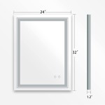 FRALIMK Bathroom LED Mirror 24" x 32" Frameless Wall Mounted Vanity Mirror with Dimmable Lights Anti-Fog Makeup Mirror Horizontally Vertically Hanging