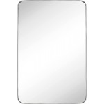 GRACTO 24x36'' Chrome Metal Framed Bathroom Mirror for Wall in Stainless Steel Rounded Rectangular Bathroom Vanity Mirrors Wall Mounted