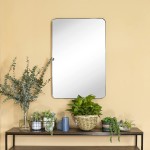 GRACTO 24x36'' Chrome Metal Framed Bathroom Mirror for Wall in Stainless Steel Rounded Rectangular Bathroom Vanity Mirrors Wall Mounted