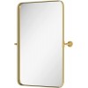 HMANGE 18 x 28 Inch Gold Pivot Bathroom Mirror Rectangle Gold Metal Framed Bathroom Mirror- Rounded Tilting Vanity Mirror for Wall