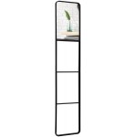 HollyHOME Towel Rack with Mirror Mirror Leaning Ladder Entryway Floor Leaning Anywhere Mirror for Vanity Bedroom Black