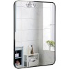 HOMIER Rectangular Mirror Black Frame for Bathroom Wall 22”x30” Horizontal or Vertical Wall Hanging Mounted Metal Framed Mirror Rounded Corner Vanity Mirror