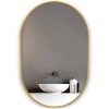 HOWOFURN Wall Mounted Mirror 24’’x36’’ Oval Bathroom Mirror Gold Vanity Wall Mirror w  Stainless Steel Metal Frame & Pre-Set Hooks for Vertical & Horizontal Hang