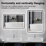 INVISNEN 32x24Inch LED Bathroom Mirror,Wall-Mounted Vanity Mirror with Lights Includes Adjustable Brightness &Color Temperature &Anti-Fog Functions Vertical Horizontal Hanging