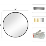 ISTRIPMF Round Mirror Black 30 Inch Circle Mirror for Wall with Metal Framed Wall Mounted Circular Mirror Tempered Glass for Bathroom Bedroom Living Room Farmhouse