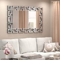 JACUKO Decorative Wall Mirror Grecian Venetian Design Large Rectangle Wall Mirror 27.5 W x39.5 H Inches