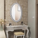 JACUKO Jeweled Wall Mirror-Oval Diamond Accent Decorative Wall Mirror Venetian Mirror for Bedroom Bathroom Entryway Passageway 23.6*35.5 in