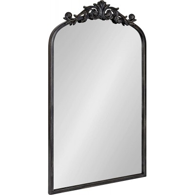Kate and Laurel Arendahl Traditional Arch Mirror 19 x 30.75 Antique Black Baroque Inspired Wall Decor