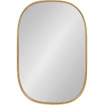 Kate and Laurel Caskill Decorative Mid-Century Modern Rounded Edged Rectangular Frame Wall Mirror in Gold Leaf 24x35.5 Inches