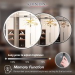Keonjinn LED Round Mirror 32 Inch Round Bathroom Vanity Mirror with Lights Black Metal Frame LED Lighted Mirror Wall Mounted Anti-Fog Dimmable Circle Makeup Mirror IP54