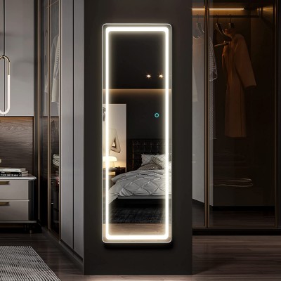LVSOMT 47"x14" LED Lighted Wall Mounted Mirror Full-Length Mirror with Lights Over The Door Hanging Mirror Vanity Makeup Dressing Body Mirror for Bedroom Cloak Room