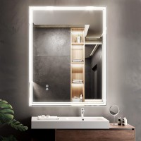 LVSOMT Bathroom Mirror with Lights 28 x 36 Inch