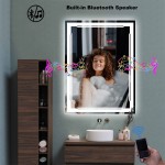 M LTMIRROR Lighted Bathroom Mirror with Bluetooth Speaker Smart LED Vanity Makeup Wall Mounted Mirrors 3 Lights Setting Anti-Fog Dimmable Touch Button Vertical Horizontal 24x32 Inch