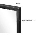 MOON MIRROR 24"x36" Pivot Mirror for Bathroom Modern Black Rectangle Wall Mirror Premium Pine Wood Frame Titling Mirrors Hangs Vertical