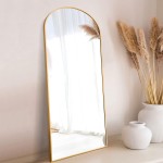 NeuType Arched Full Length Mirror 67”x30” Large Full Body Mirror with Aluminium Metal Frame Shatter Protection Wall-Mounted Mirrors for Living Room or Dressing Room- Gold（Arched）