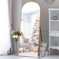 NeuType Arched Full Length Mirror 67”x30” Large Full Body Mirror with Aluminium Metal Frame Shatter Protection Wall-Mounted Mirrors for Living Room or Dressing Room- Gold（Arched）