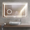 Onetooneside 40 x 24 inch LED Bathroom Smart Mirror Wall Mounted Anti-Fog Lighted Dimmable Mirror Built-in 10X Magnifying 4 inch Mirror ShatterProof and IP54 Waterproof Vertical Horizontal