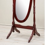 Roundhill Furniture Traditional Queen Anna Style Wood Floor Cheval Mirror Cherry Finish