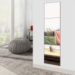 Ruomeng Full Length Mirror Tiles 12 Inch x 4Pcs Frameless Wall Mirror Set Make Up Mirror for Vanity Bedroom Living Room