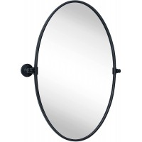 TEHOME Farmhouse Oval Metal Pivot Bathroom Vanity Mirror Tilting Beveled Vanity Mirrors for Wall 20x30''