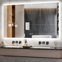 VanPokins 60x36 Inch Bathroom Mirror with Lights,UL Certification 150% Strengthen Anti-Fog Backlit Mirror,6000K Dimmale CRI 90+ Waterproof IP54 Large LED Mirror for BathroomHorizontal Vertical