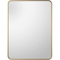 Villacola Rectangle Wall Mirror Gold 24x36 Inch Framed Mirror Brushed Metal Wall Mounted Mirror for Bathroom Living Room Bedroom Entryway