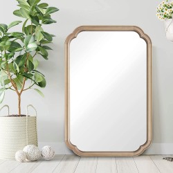 WallBeyond 24" x 36" Rounded Corner Arch Wall Mirror with Wood Frame for Entryway Living Room or Bedroom Home Decor Light Woodgrain [Natural Color]