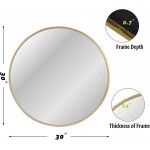 ZENMAG Round Mirror for Wall,30-inch Metal Framed Circle Mirror,Large Bathroom Mirror,Gold Wall Mirror for Living Room Bedroom Entryway Decor
