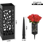 6 Pack Black Cemetery Vases with Spikes for Grave Flower,Plastic Memorial Vase with Drainage Holes,Detachable Vase for Grave Flower Holder.