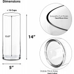 CYS Excel Glass Cylinder Vase H:14" D:5" | Multiple Size Choices Glass Flower Vase Centerpieces | Hurricane Floating Candle Holder Vase