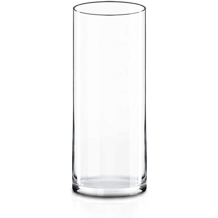 CYS Excel Glass Cylinder Vase H:14" D:5" | Multiple Size Choices Glass Flower Vase Centerpieces | Hurricane Floating Candle Holder Vase