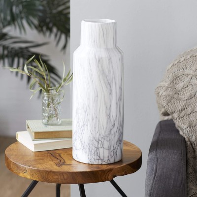 Deco 79 CER Wht Marble Vase 6" W 15" H-59769 6" x 15" White