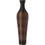 Decorative Artificial Rattan Dark Brown Tall 39 Inch Standing Floor Vase