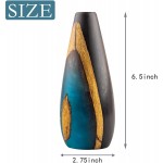 Floral Crafts| Height 6.5'' Handmade Wooden Vase Unique Elegant Look Floor Standing Resin Vase for Dining Living Room Decor Spa Office Home Decoration by QadiraQian Blue Short
