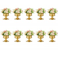 Inweder Small Gold Vases for Centerpieces 10 Pcs Metal Compote Vase 5.91 Inch Trumpet Vase Urns Wedding Centerpieces for Tables Pedestal Vase Flower Holder for Birthday Event Home Decoration