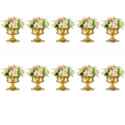 Inweder Small Gold Vases for Centerpieces 10 Pcs Metal Compote Vase 5.91 Inch Trumpet Vase Urns Wedding Centerpieces for Tables Pedestal Vase Flower Holder for Birthday Event Home Decoration