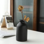 KIOXOHO Black Ceramic vase Set-3 Small Flower vases,Modern Rustic Farmhouse,Decorative vase for Pampas Grass&Dried Flowers,idea Home Shelf ,Table,Bookshelf Decor