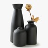 KIOXOHO Black Ceramic vase Set-3 Small Flower vases,Modern Rustic Farmhouse,Decorative vase for Pampas Grass&Dried Flowers,idea Home Shelf ,Table,Bookshelf Decor