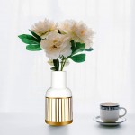LIONWEI LIONWELI 8 inch White Gold Finish Ceramic Flower Vase Home Decor Vase and Table Centerpieces Vase Ideal Gifts for Friends and Family Christmas Wedding Bridal Shower