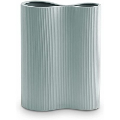 Luxe Infinity Blue Vase. 9” Tall Vase for Flowers. White Ceramic Vase for Home Decor. Pampas Grass Vase. Boho Vase. White Flower Vase for Decor. Modern Vase. Decorative Vase for Home Decor. Clay Vase