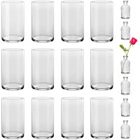 Paisener Clear Glass Cylinder Vases Set of 126 Inch Tall and 6 Small Glass Vases for Flowers Candle Holders for Home Decoration and Wedding Centerpieces