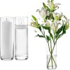 Set of 3 Glass Cylinder Vases 12 Inch Tall Multi-use: Pillar Candle Floating Candles Holders or Flower Vase – Perfect as a Wedding Centerpieces