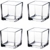 Square Glass Vase Clear Flower Decorative Centerpiece for Home or Wedding Candle Holder 5" x 5" Set of 4