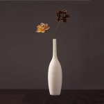 SUISUILIANG Modern White Ceramic Vase Set of 3 15 Inches High White Unglazed Ceramic Flower Vases for Decor