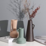 TERESA'S COLLECTIONS Modern Ceramic Vase for Home Decor Set of 3 Morandi Multicolored Decorative Jug for Living Room Kitchen Table Mantel Decoration H10.4 8.9" & 7.1"  Brown Pink Teal