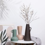 TERESA'S COLLECTIONS Modern Ceramic Vase for Home Decor Set of 3 Morandi Multicolored Decorative Jug for Living Room Kitchen Table Mantel Decoration H10.4 8.9" & 7.1"  Brown Pink Teal