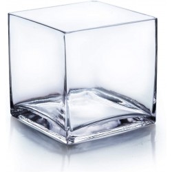 WGV Cube Glass Vase Candle Holder 6"x6"x6" [Bulk Qty and Size Options] Clear Elegant Floral Accent Container Planter Terrarium for Wedding Party Event Home Decor 1 Piece