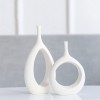 White Ceramic Hollow Oval Vase Set of 2 Handmade Modern Nordic Geometric Flowers Vase Decoration for Living Room Kitchen Office Home Table Wedding Centerpiece